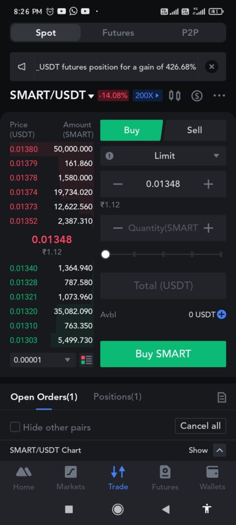 Smart Coin Buy Order