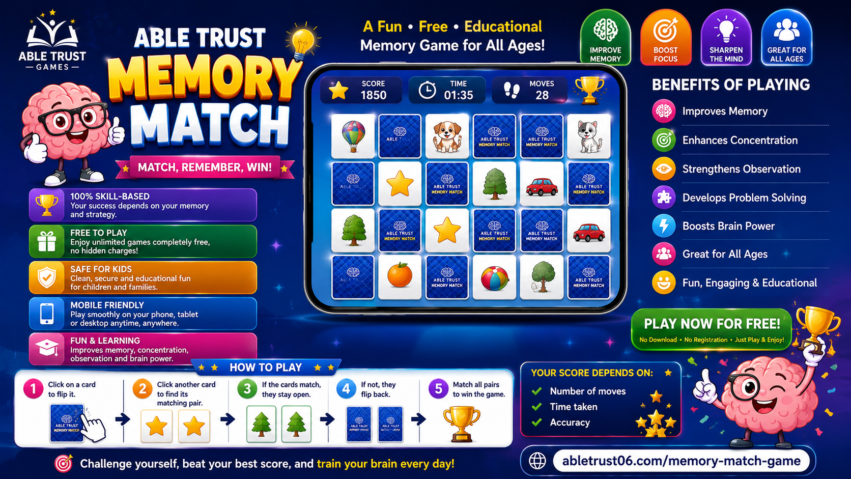 free memory match game