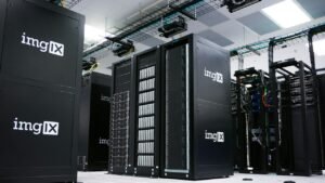 Data center server racks representing Nvidia's AI stock outlook and data center revenue growth
