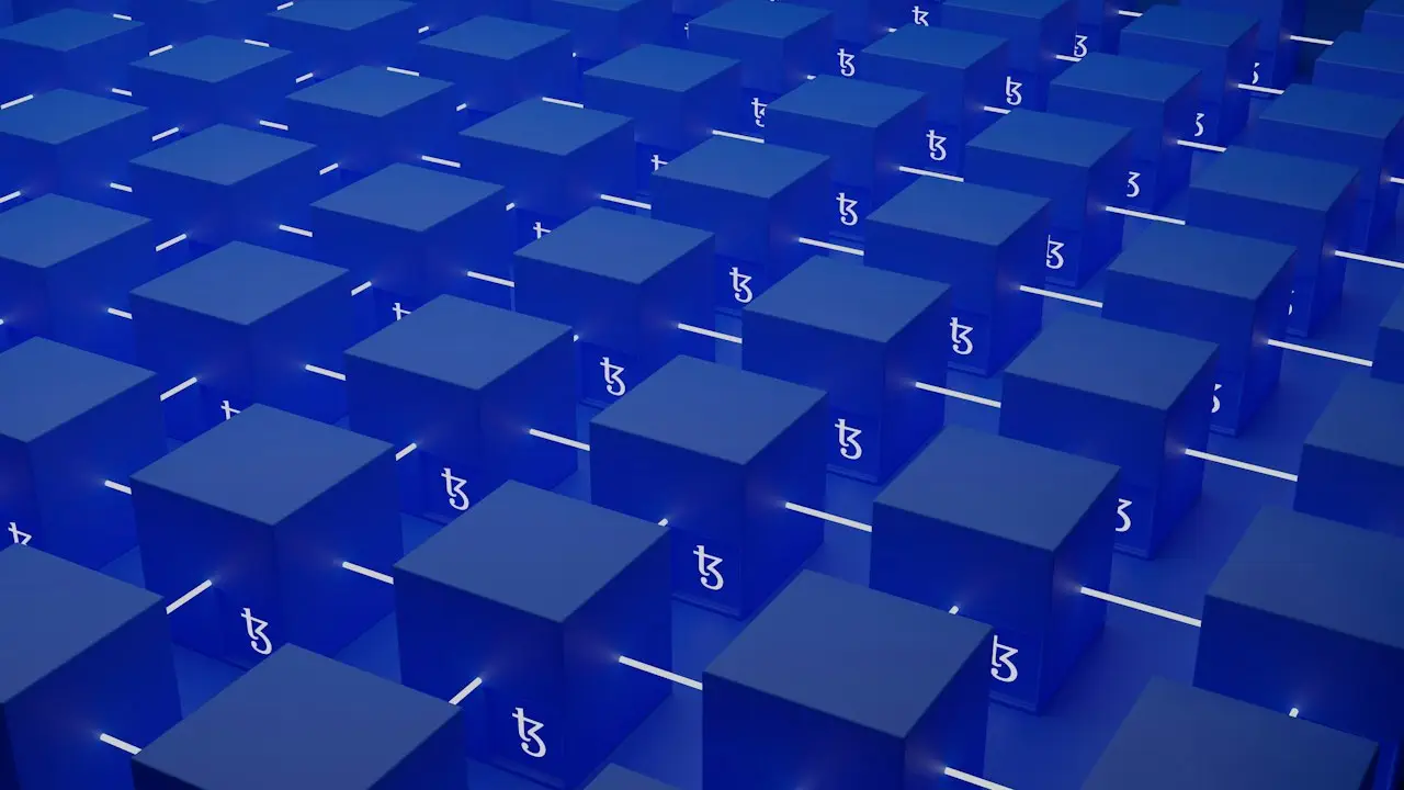 GameFi tokens represented as glowing blue blockchain reward cubes