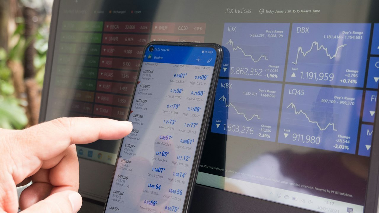 Inverted hammer candlestick pattern on a trading chart shown on a laptop and phone